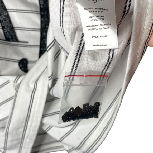 NWOT Aje Classic Embellished Logo Tee Spellout Beaded Graphic T Striped L - Picture 11 of 12